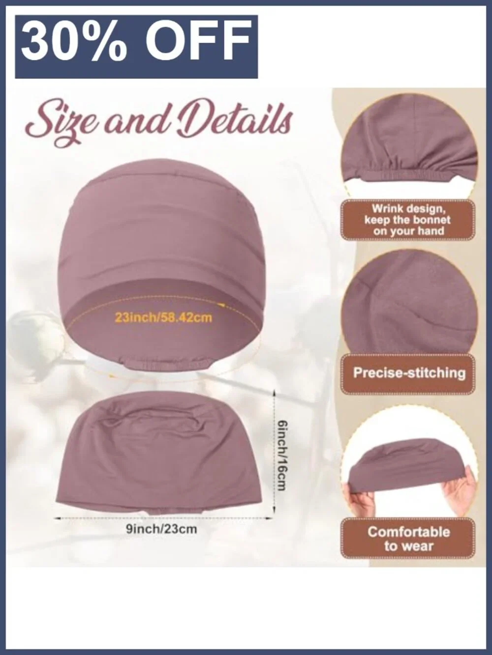 4 Pack Cotton Chemo Sleep Cap for Women Soft Stretchy Breathable Headwear